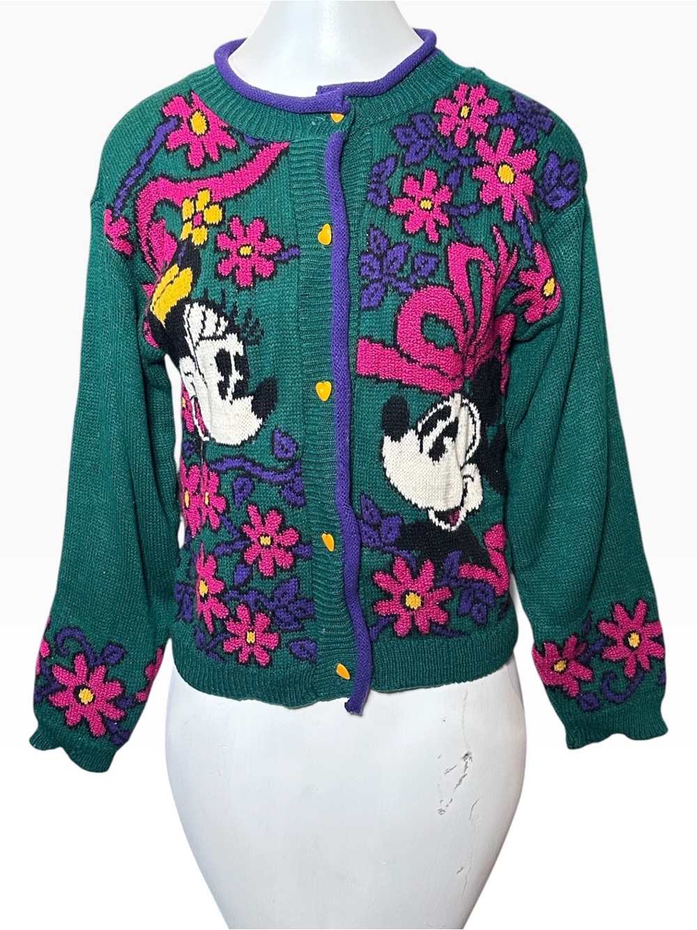 Mickey & Co Disney Minnie Mouse Girls M (10/12) Vintage Floral 90's Sweater Read